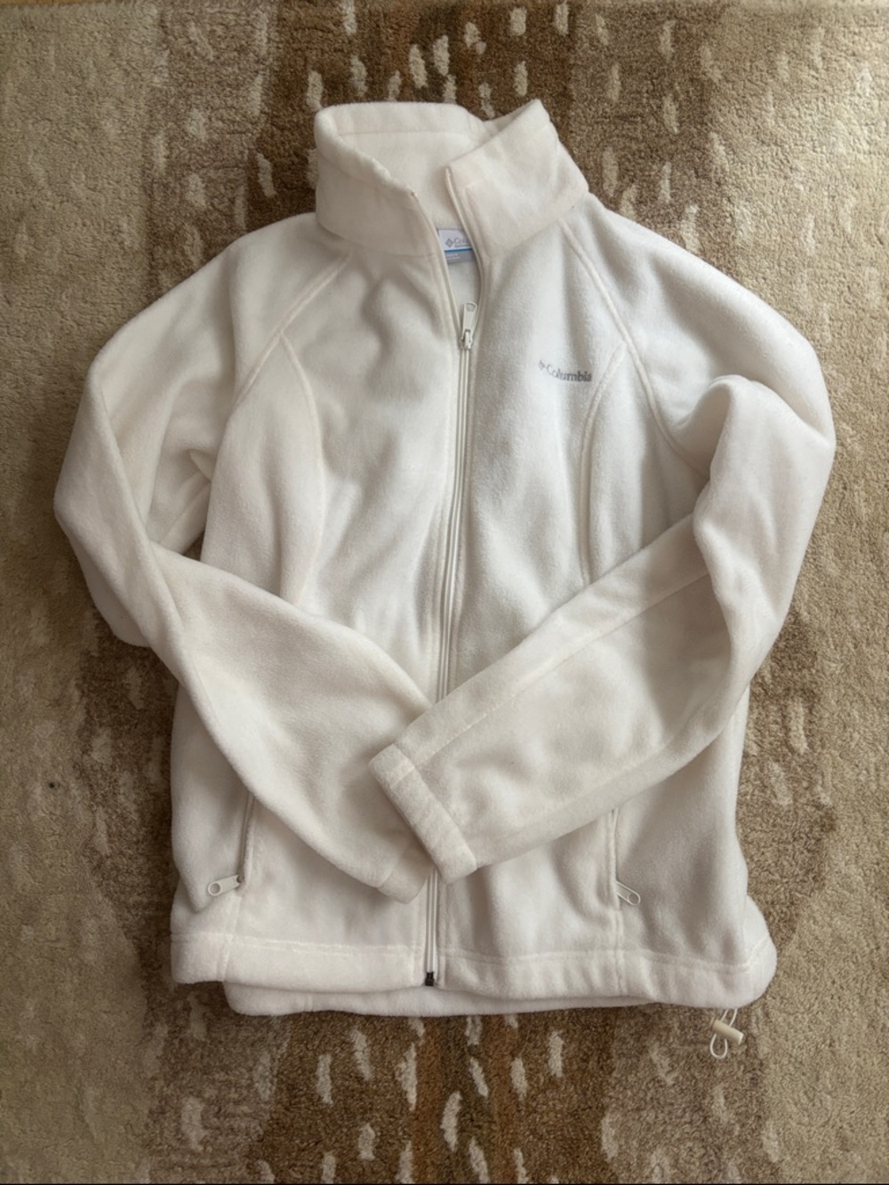 Columbia White Full‑Zip Fleece Jacket